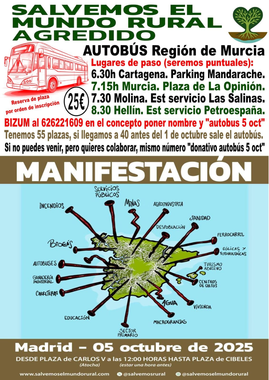 🌾 ¡El campo no se vende, se defiende! 🗓️ 5 de octubre · Madrid 🚌